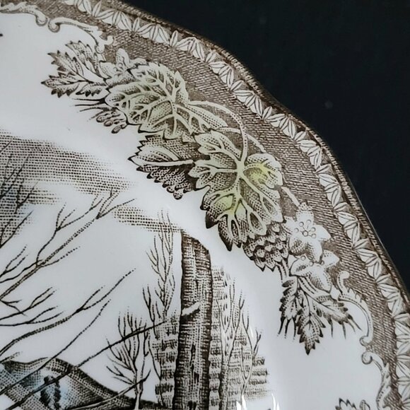 Vintage Johnson Brothers The Friendly Village Bread Plate "Sugar Maples" Scene - Picture 4 of 7